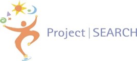 Project SEARCH logo, outline of a person juggling images of geometrical shapes